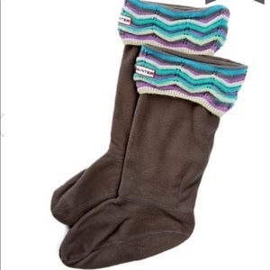 Hunter Zigzag Striped Cuff Fleece Welly Socks